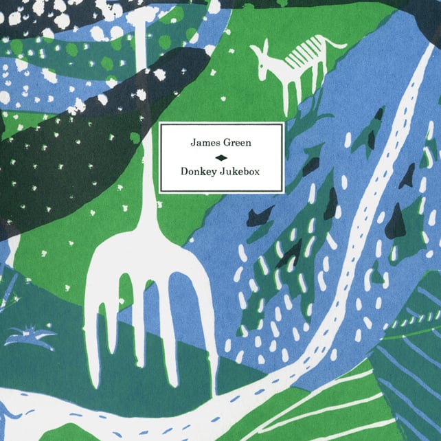 Donkey Jukebox teal vinyl LP album and A4 risograph print