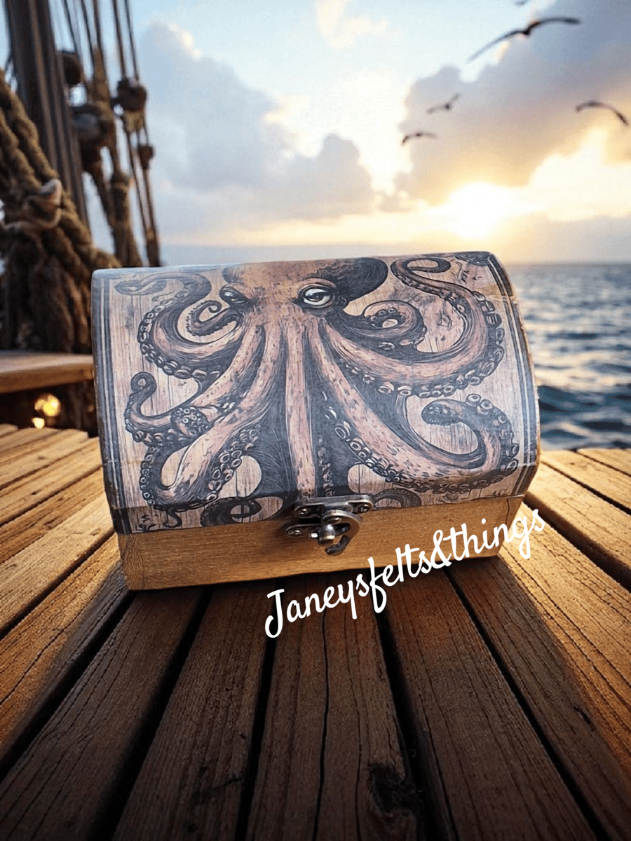 Rustic wooden trinket chest 