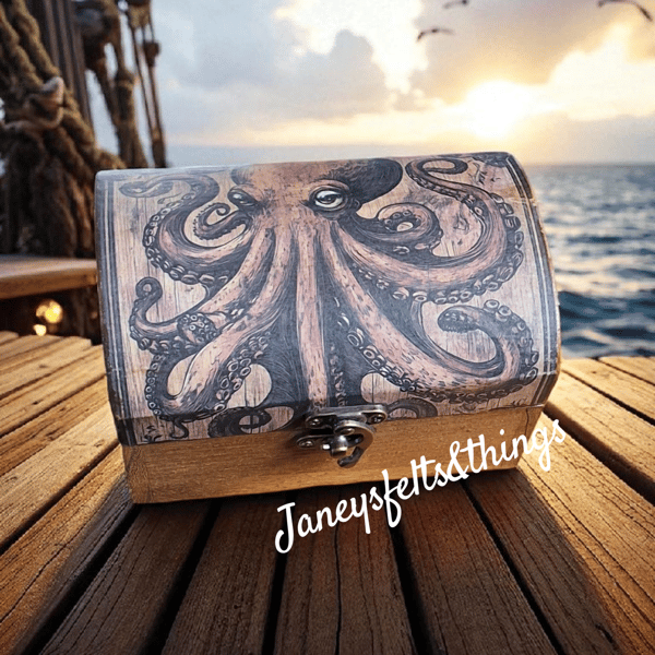 Rustic wooden trinket chest 