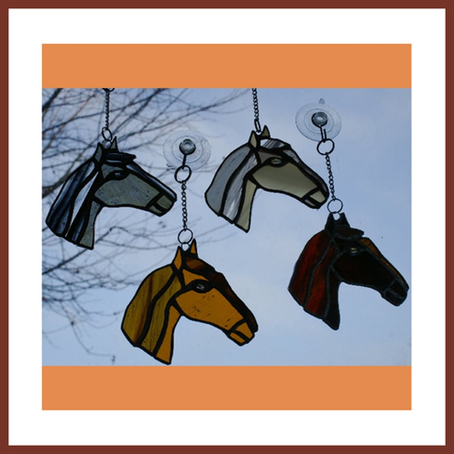 Horse (Grey) Suncatcher Stained Glass  horsehead