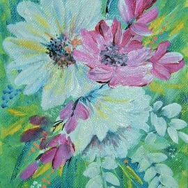 acrylic art original floral painting ( ref F 516)