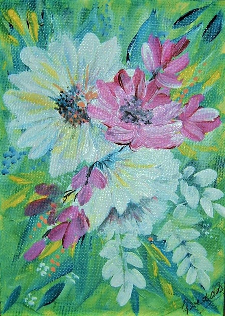 acrylic art original floral painting ( ref F 516)