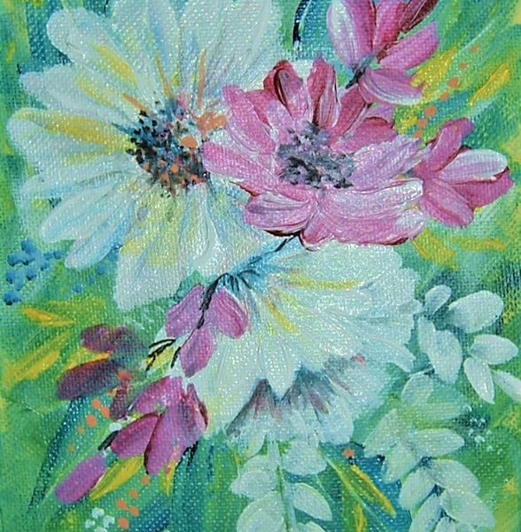 acrylic art original floral painting ( ref F 516)