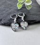 Resin Glitter Grey Heart Dangle Earrings - For Women