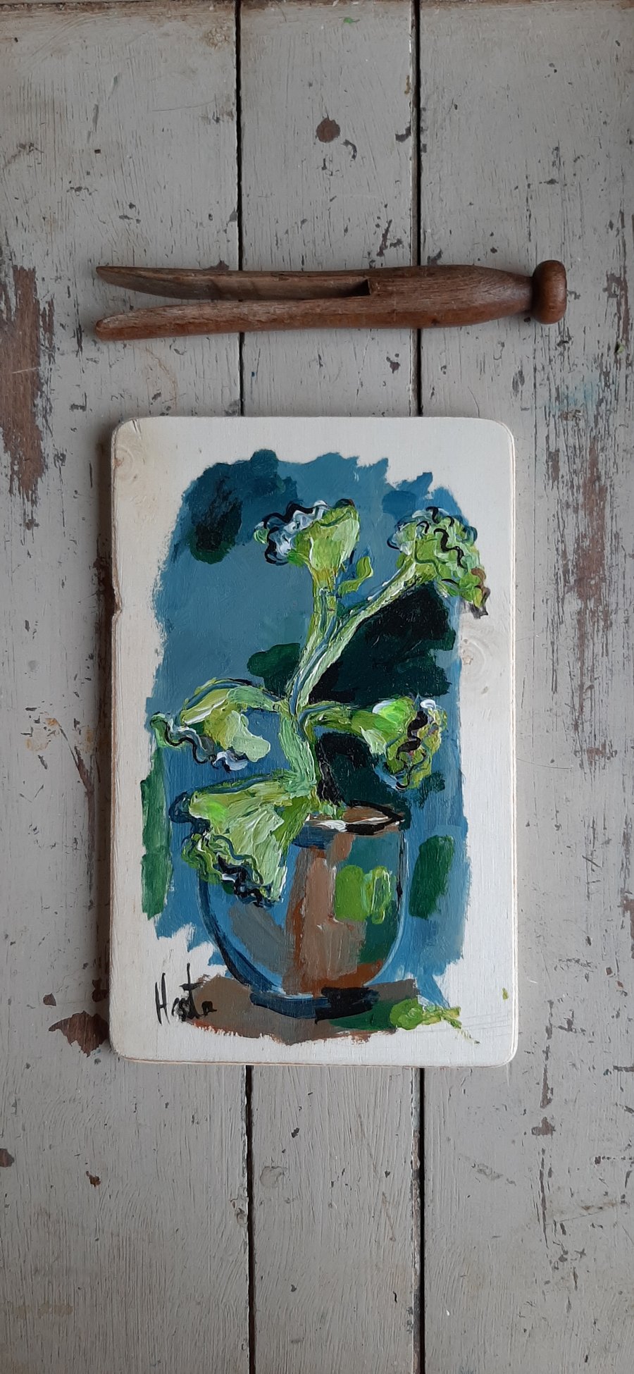 Small still life house plant succulent painting 