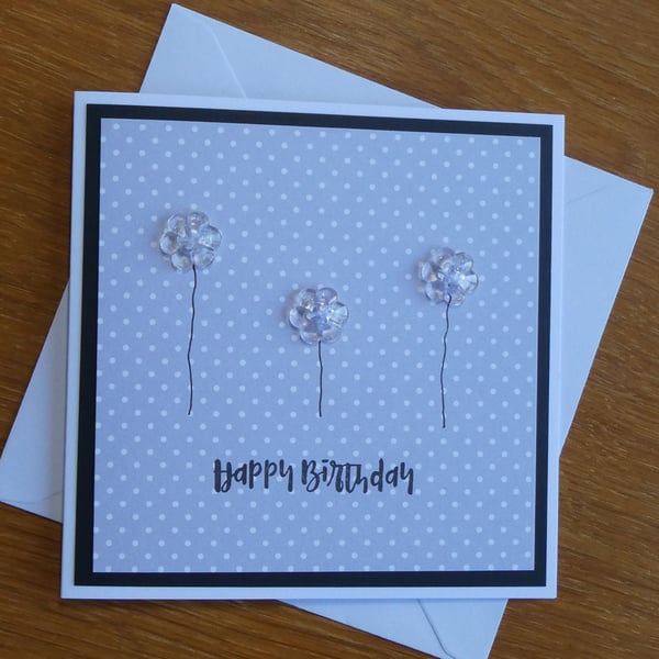Happy Birthday Card - Button Flowers