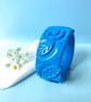 Large Sky Blue Floral Cuff Bangle 