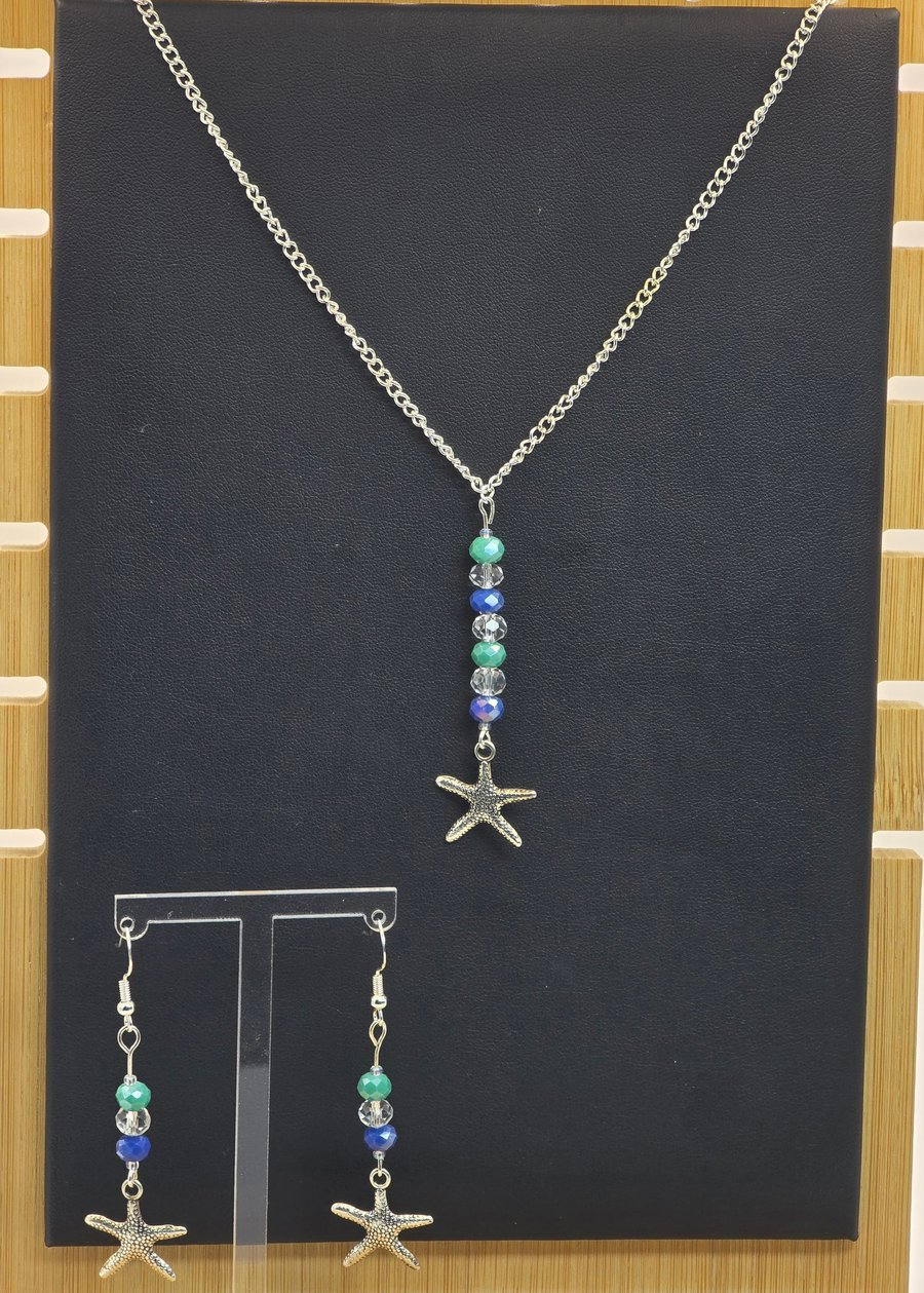 Starfish jewellery set - matching necklace and earrings