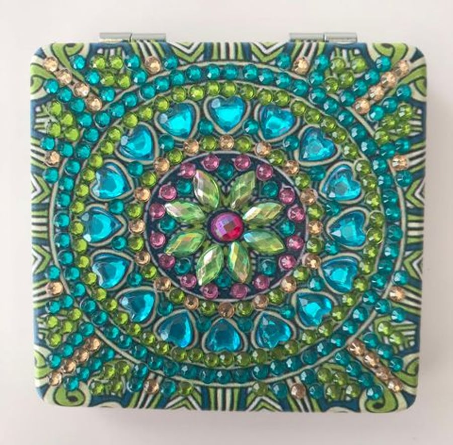 Diamond Art  Turquoise-green Mandala Mirror Square Shape