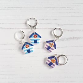 Beach Hut mini huggie hoop earrings, choose your colour