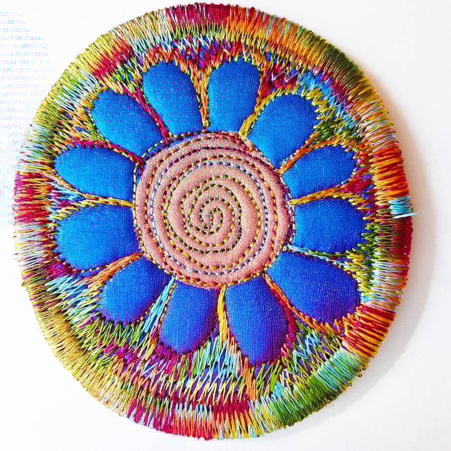 Textile Brooch Free Machine Embroidery 