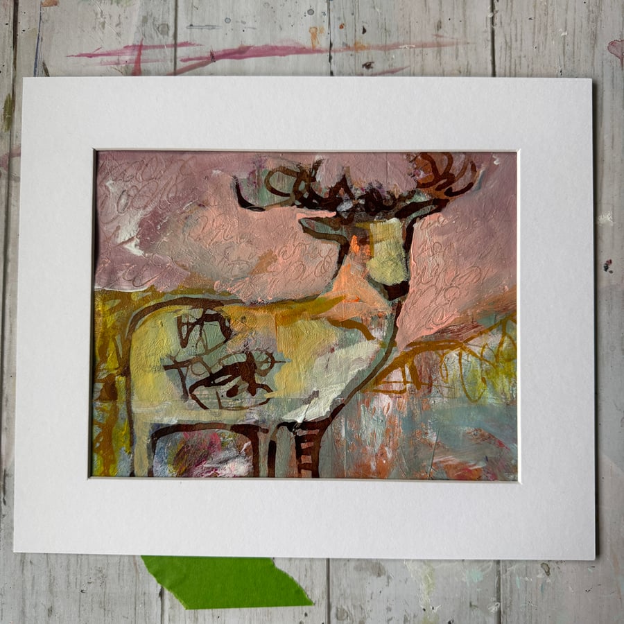 Original Artwork Deer Buck Stag Painting 01