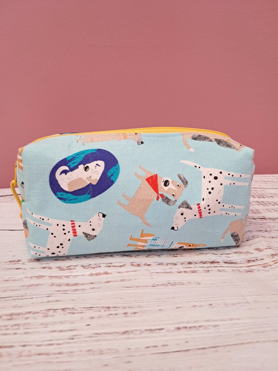 Fun dog themed fabric pencil case (short)
