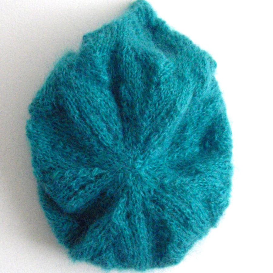 Green Mohair Mix Slouch Beret  