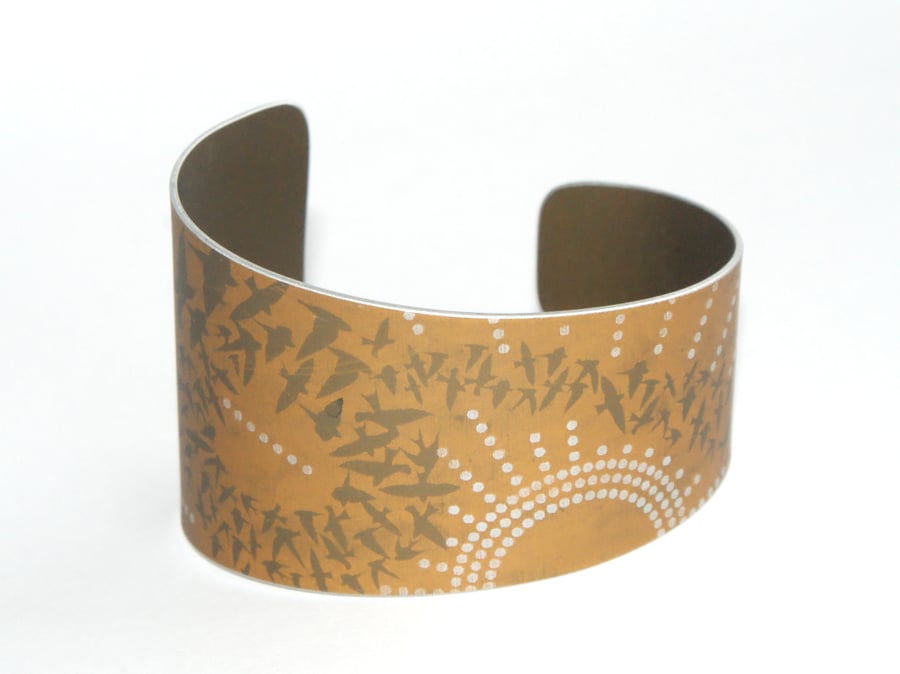 Flock of birds cuff - mustard