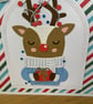 Handmade hand Stitched Reindeer Christmas Card - Image 2