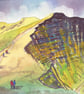 Walk To Pen Y Fan, Brecon Beacons, Wales, Original Watercolour in 14x11'' Mount