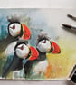Atlantic Puffins original Watercolour Painting - Image 6