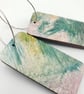 Rectangular shaped wooden earrings with a printed scribble effect design - Image 6