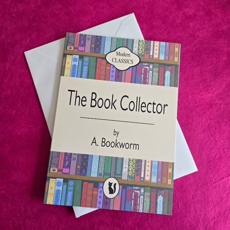 The Book Collector - Greeting Card - Vintage Penguin Style Book Card - A5 - Can 