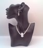 White Cats Eye Bead and an Iridescent Centre Necklace and Earrings, Gift for Her - Image 4