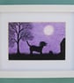 Dog Picture, Framed Art, Labrador and Ball Silhouette, Purple Print, Tree Moon - Image 3