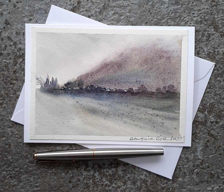 Hazy Day. Blank Card.  Handpainted Watercolour Art 