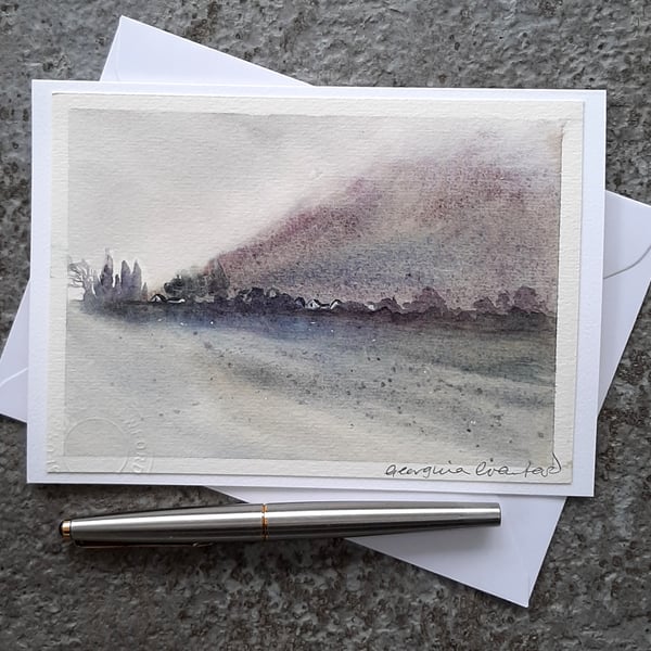Hazy Day. Blank Card.  Handpainted Watercolour Art 