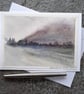 Hazy Day. Blank Card.  Handpainted Watercolour Art 