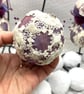 Lilac and Blue Christmas Bauble with Embroidered Lace and Flowers - Image 5