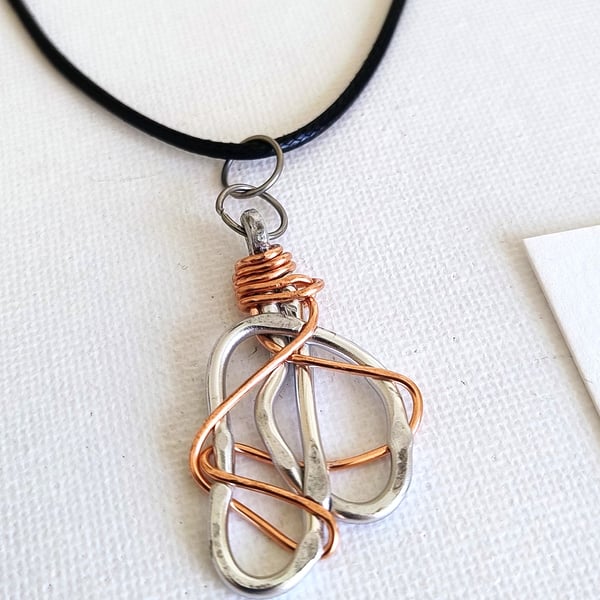 Hand-Forged Aluminium & Copper Infinite Tangle Pendant