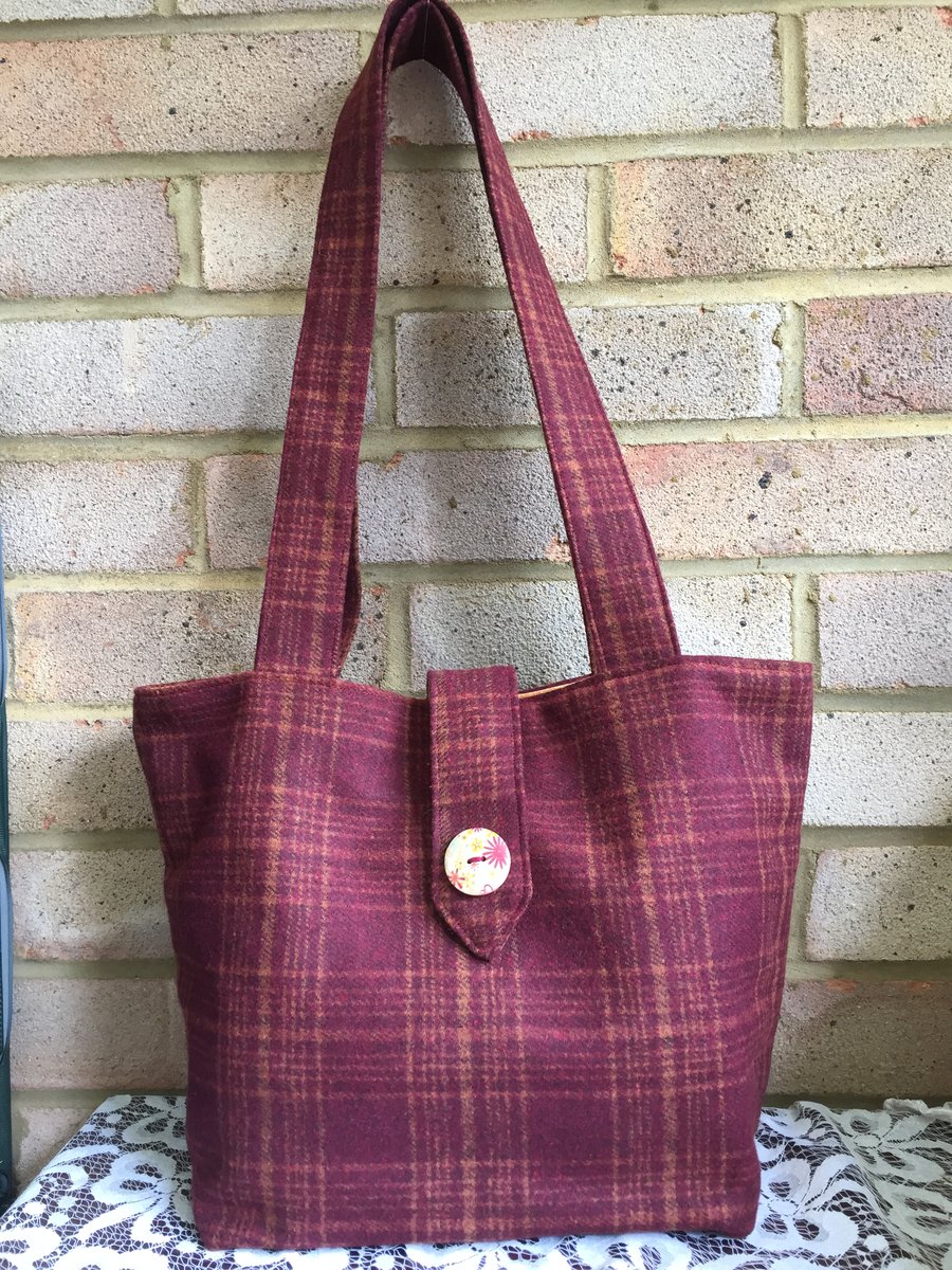 Red tartan shoulder bag