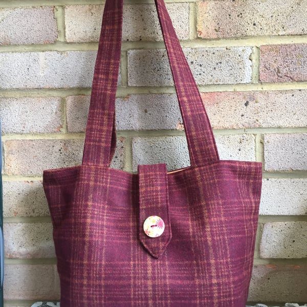 Red tartan shoulder bag