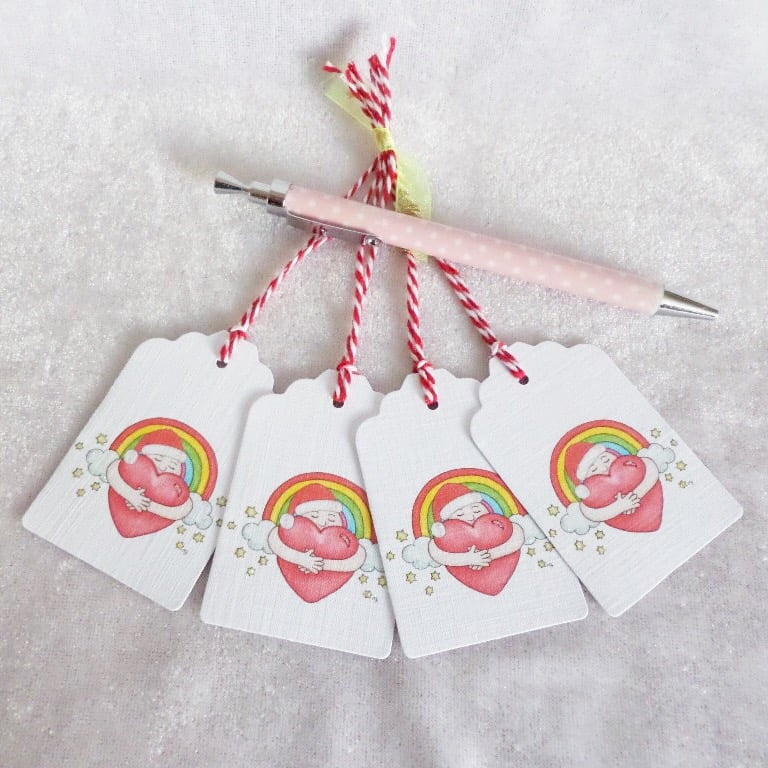 Christmas Rainbow Hug Gift Tags - set of 4 tags