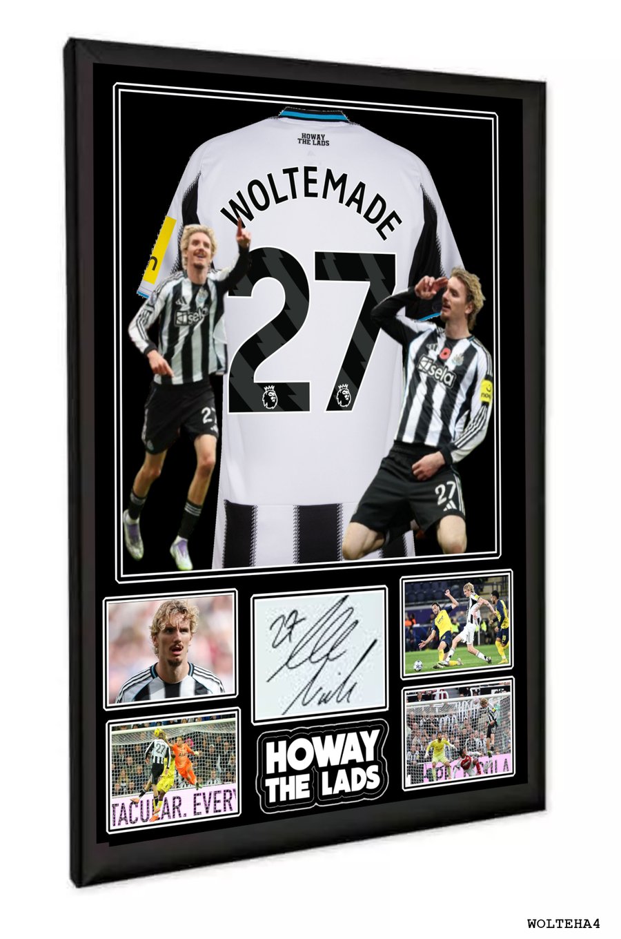 NICK WOLTEMADE NEWCASTLE UNITED SIGNED FRAMED A4