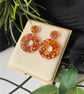 Burnt Orange Confetti Circle Hoop Earrings - Image 7
