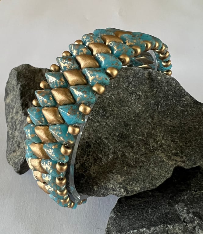 GemDuo Bracelet - Sky Blue & Gold