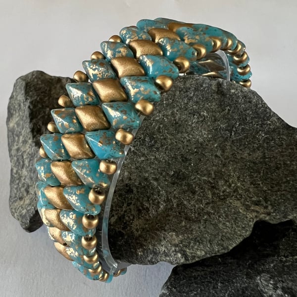 GemDuo Bracelet - Sky Blue & Gold