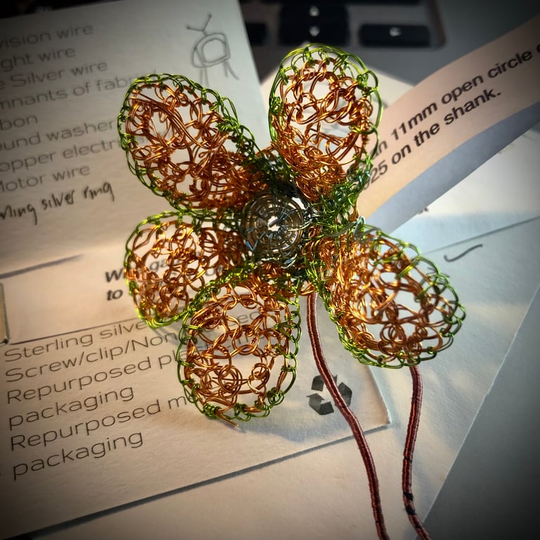 Flower ring on sterling silver base