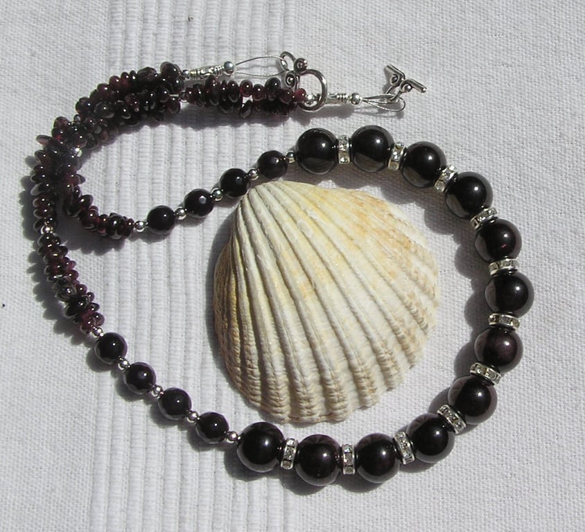 Red Garnet Crystal Gemstone Beaded Statement Necklace "Vitality"