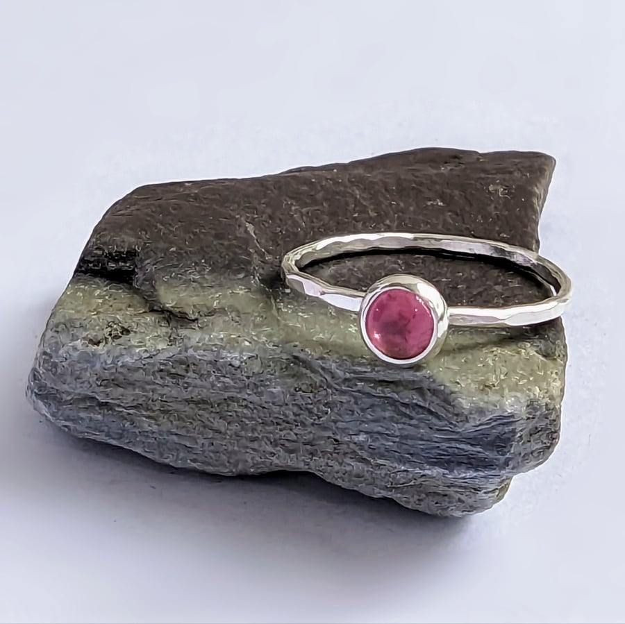 SILVER Pink Tourmaline Ring, Handmade Urban Design Jewellery