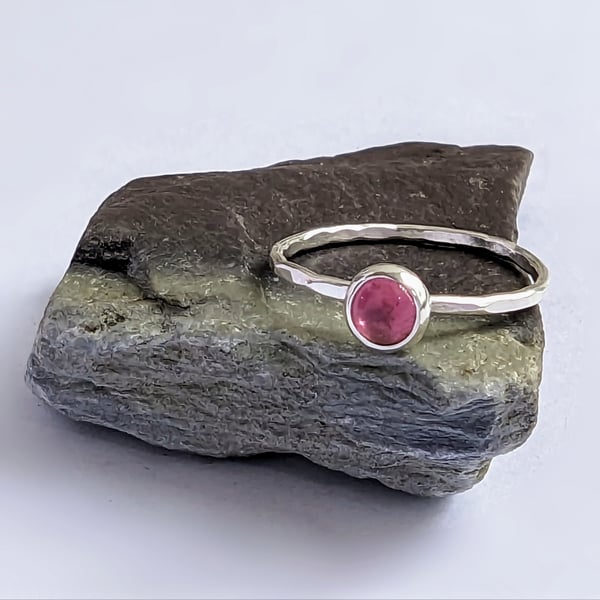 SILVER Pink Tourmaline Ring, Handmade Urban Design Jewellery