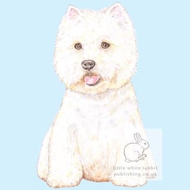 Rupert the Westie on Blue - Blank Card