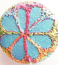 One Inch Badge Fabric Badge with Free Machine Embroidery  - Image 1
