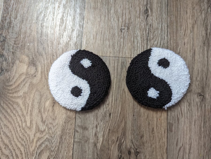 Pair of Yin and Yang Mug Rugs or Coasters