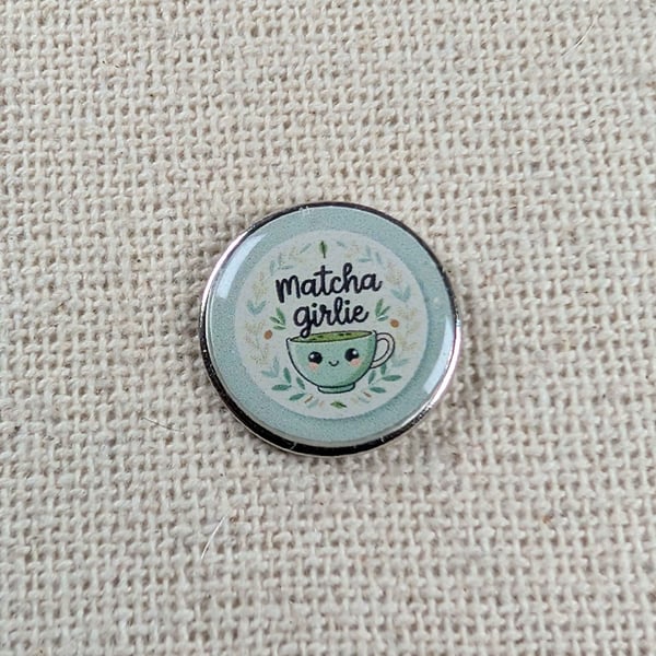 Matcha Girlie - Matcha lover Themed Badge - Large Resin Topped Pin Badge