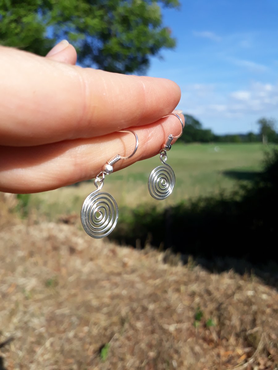 Silver Spiral Earrings, Silver Jewellery, Dangle Drop Earrings, Christmas Gifts