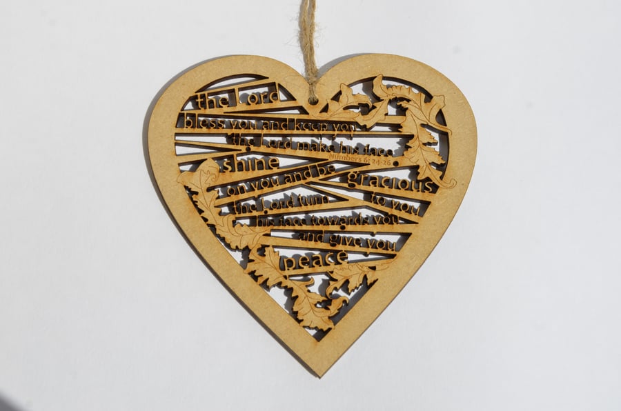 Medium wooden heart - Shine (Numbers 6:24-26)