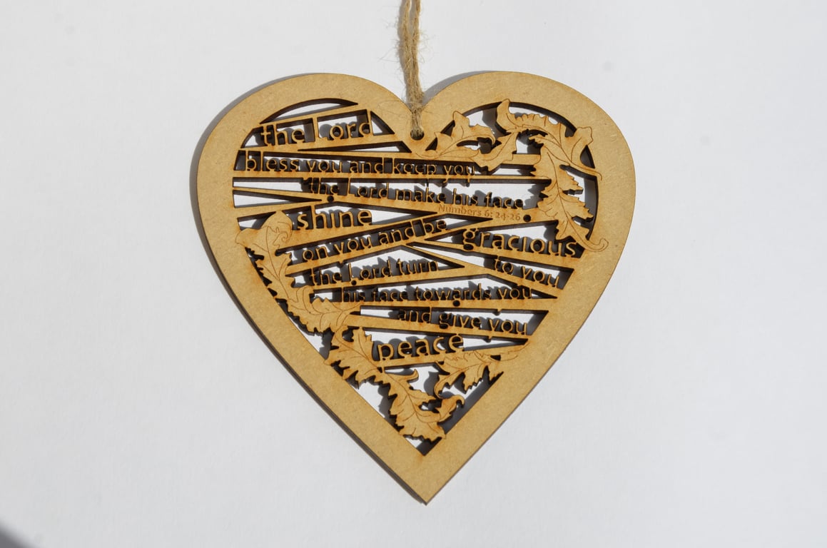 Medium wooden heart - Shine (Numbers 6:24-26)