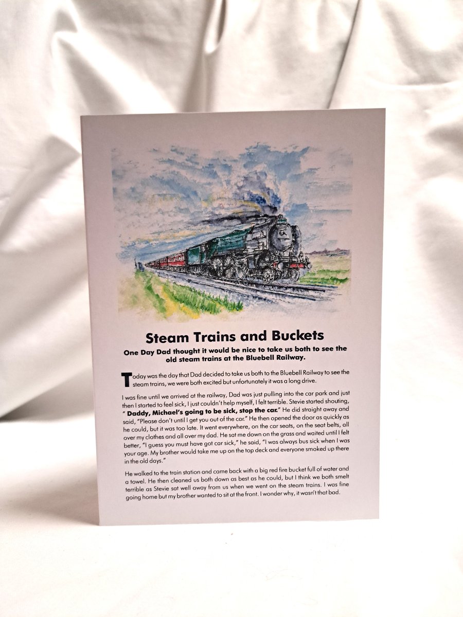 Original hand painted print of a Steam Train printed Greeting Card for charity